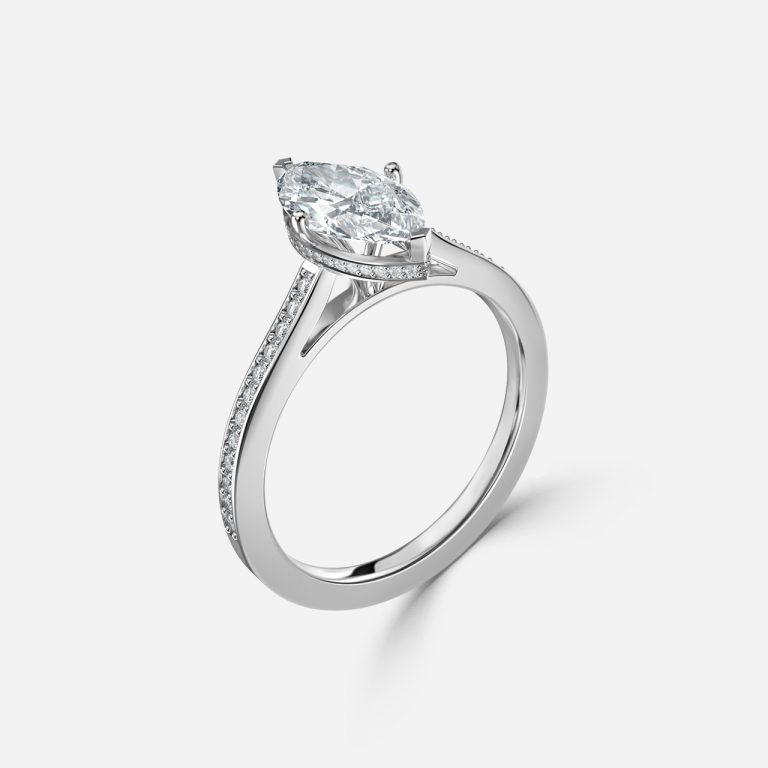 Marquise Hidden Halo Engagement Ring