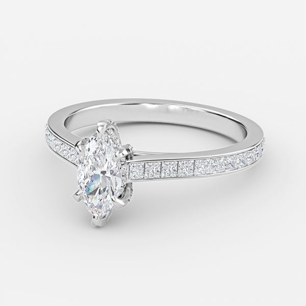 Marquise Hidden Halo Engagement Ring