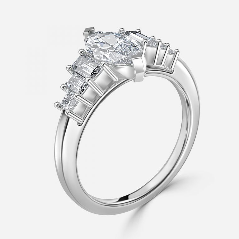 Marquise Three Stone Engagement Ring