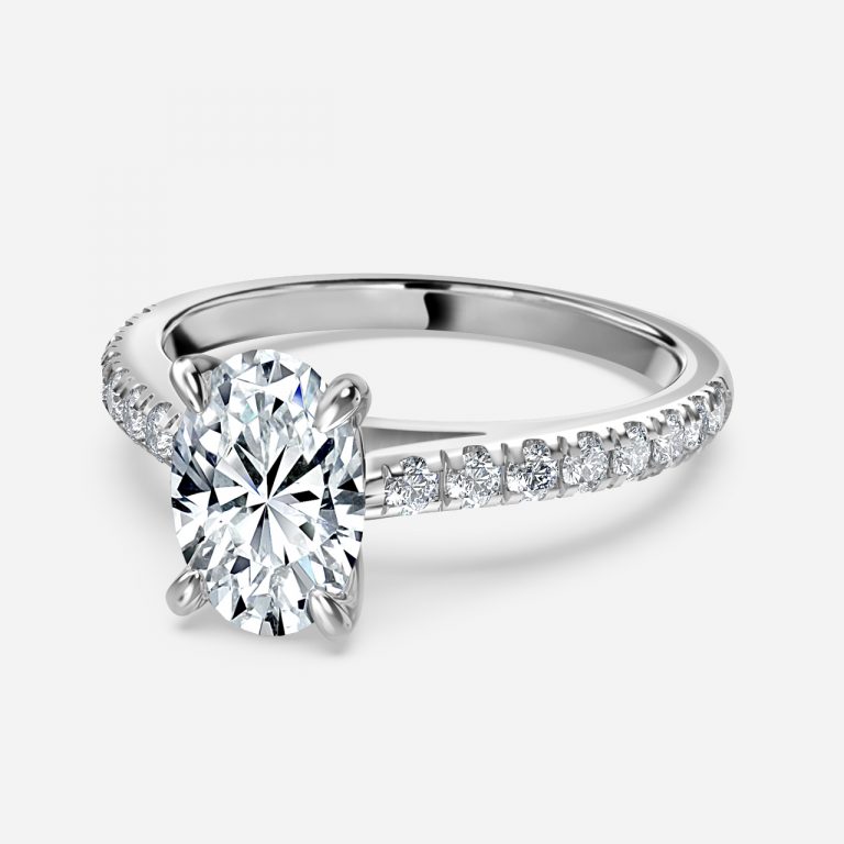 Oval Diamond Band Engagement Ring