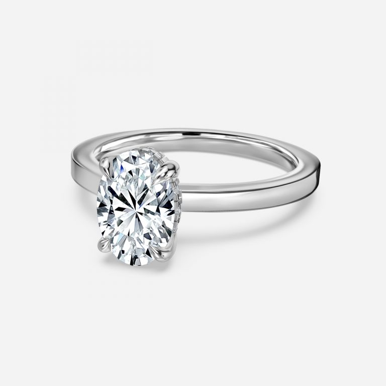 Oval Hidden Halo Engagement Ring