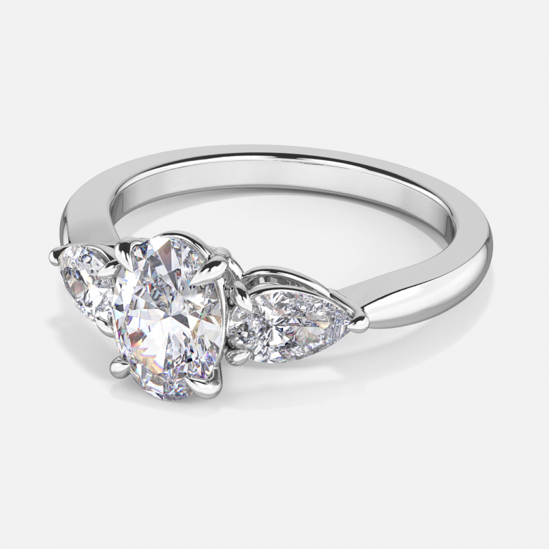 Oval Three Stone Engagement Ring
