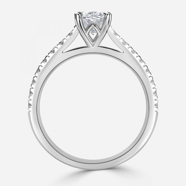 Oval Diamond Band Engagement Ring