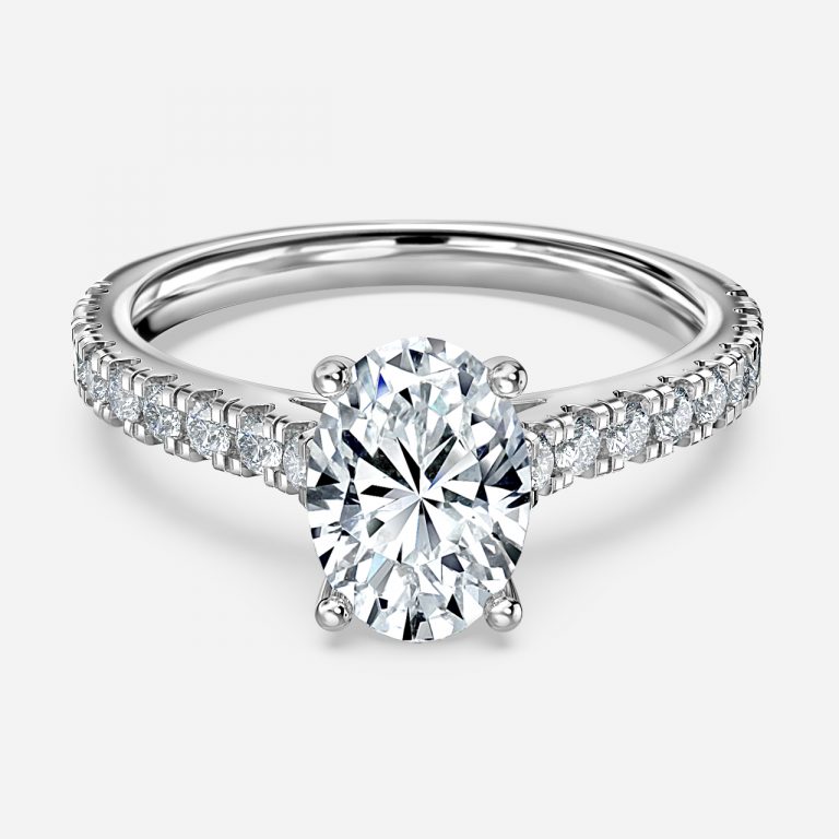 Oval Diamond Band Engagement Ring