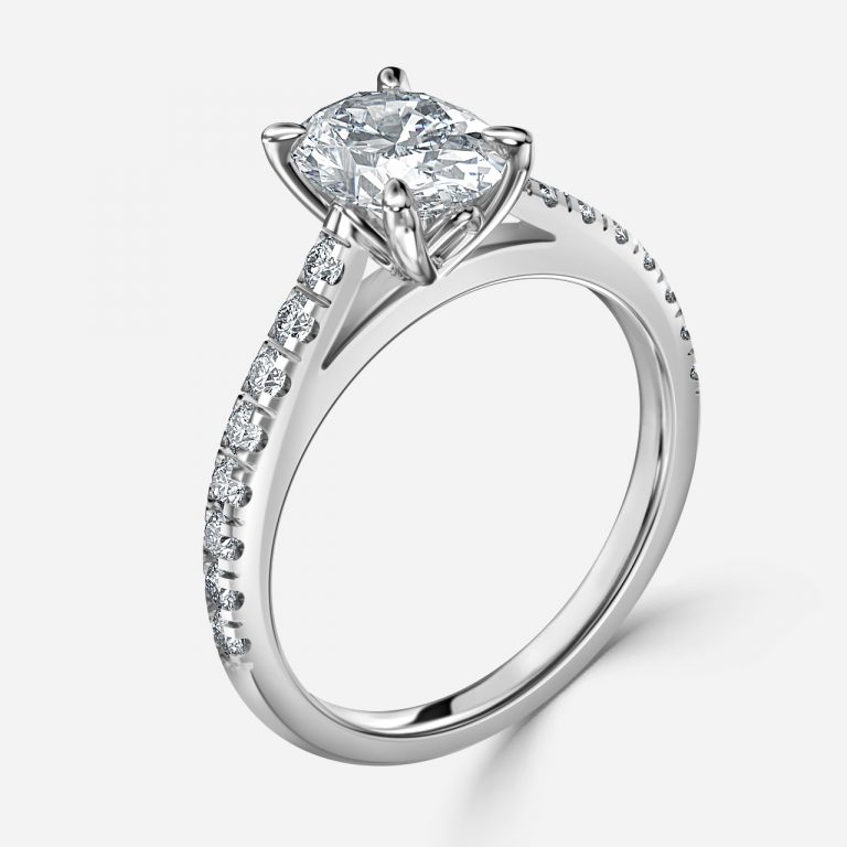 Oval Diamond Band Engagement Ring