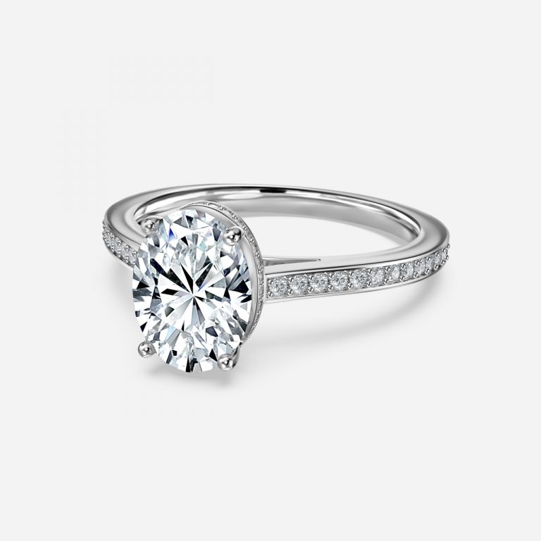 Oval Hidden Halo Engagement Ring