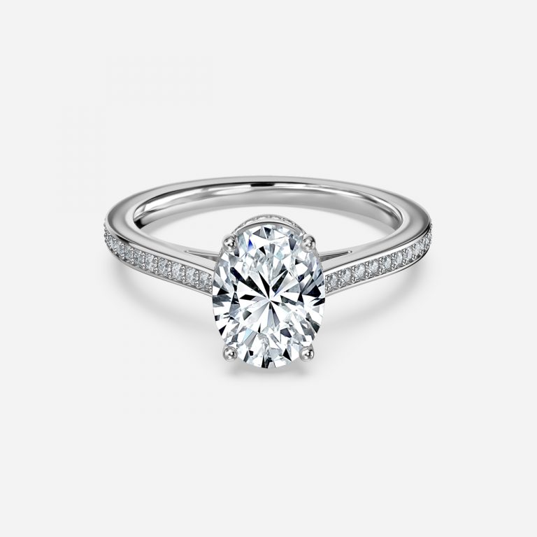 Oval Hidden Halo Engagement Ring