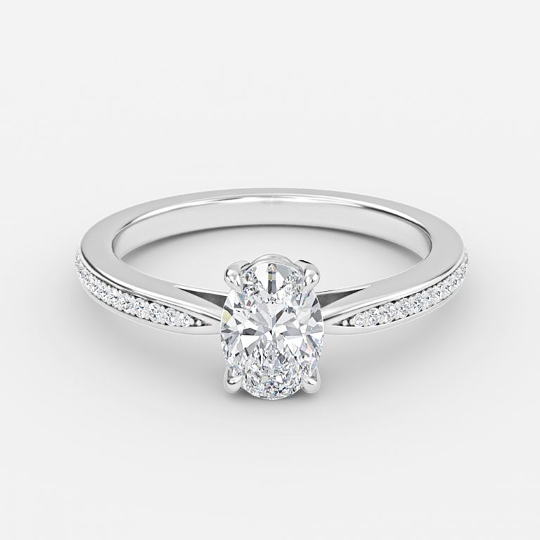 Oval Diamond Band Engagement Ring