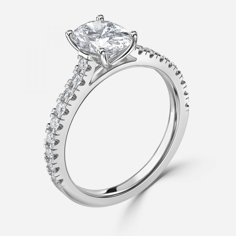 Oval Diamond Band Engagement Ring