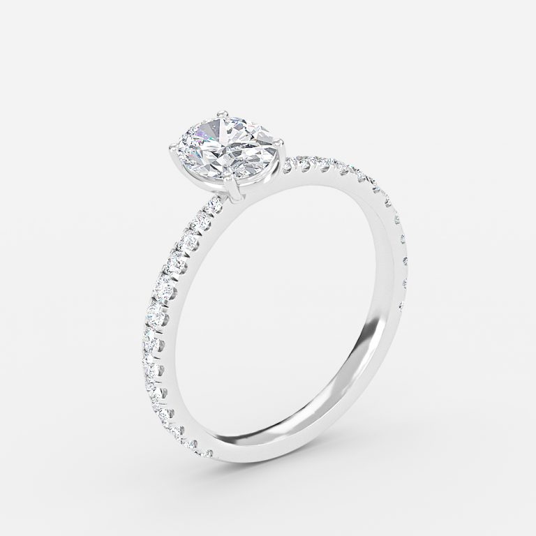 Oval Diamond Band Engagement Ring