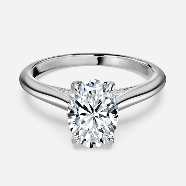Oval Hidden Halo Engagement Ring