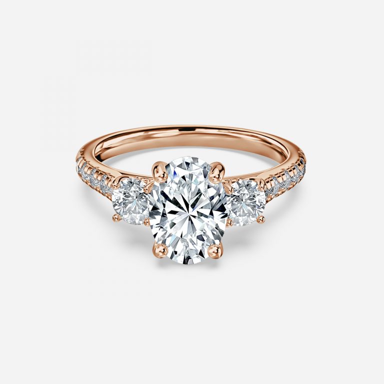 Oval Three Stone Engagement Ring