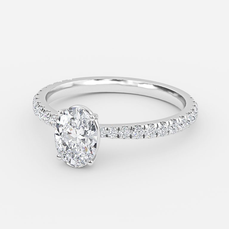 Oval Diamond Band Engagement Ring