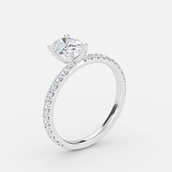 Oval Diamond Band Engagement Ring