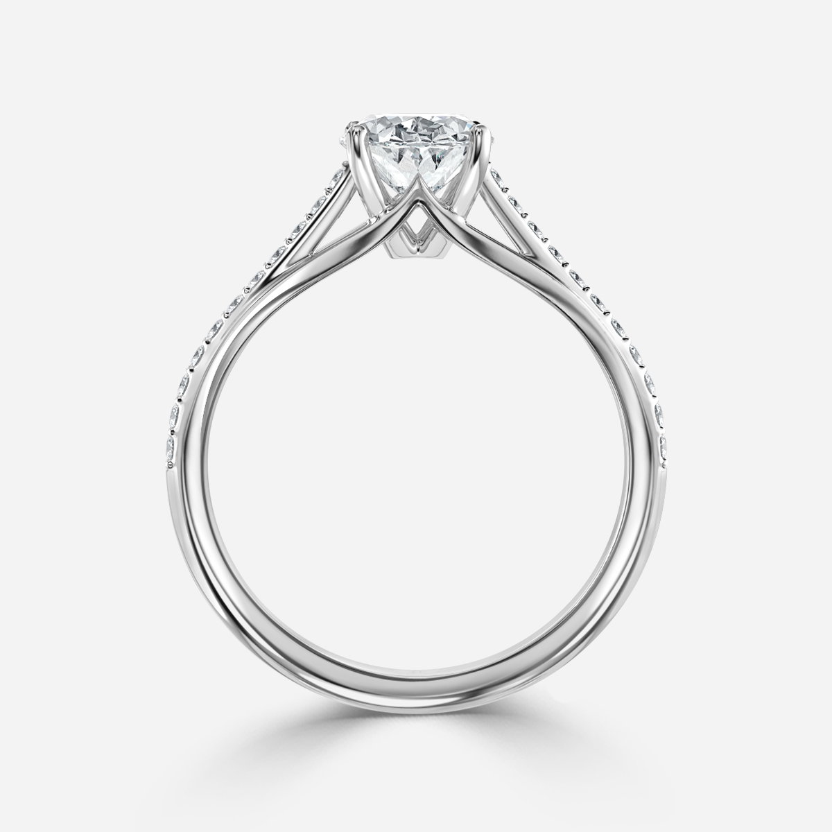 Oval Diamond Band Engagement Ring