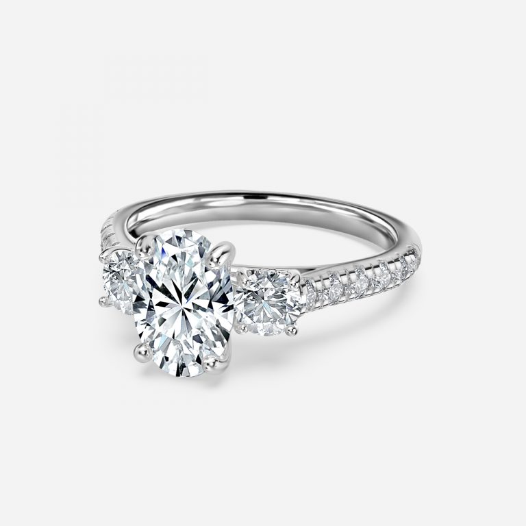 Oval Three Stone Engagement Ring