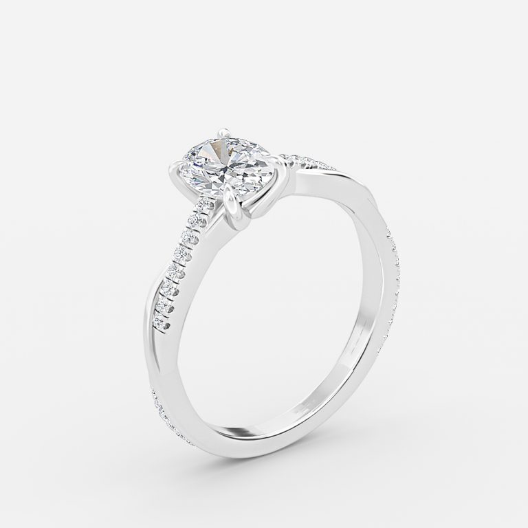 Oval Diamond Band Engagement Ring