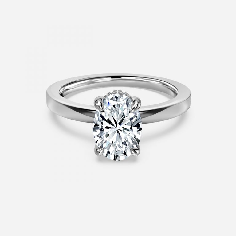 Oval Hidden Halo Engagement Ring