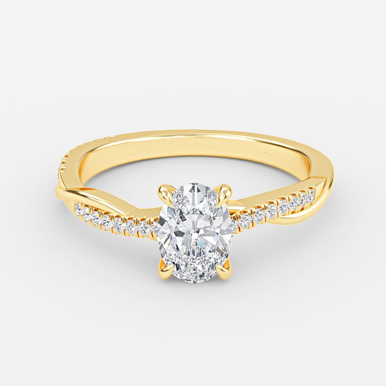 Oval Diamond Band Engagement Ring