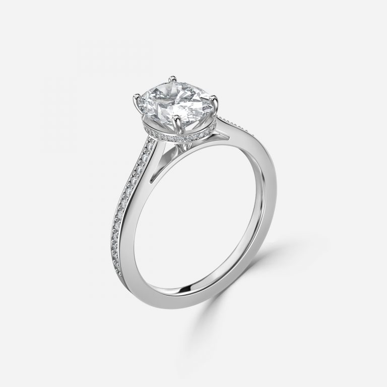 Oval Hidden Halo Engagement Ring
