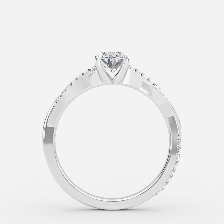 Oval Diamond Band Engagement Ring