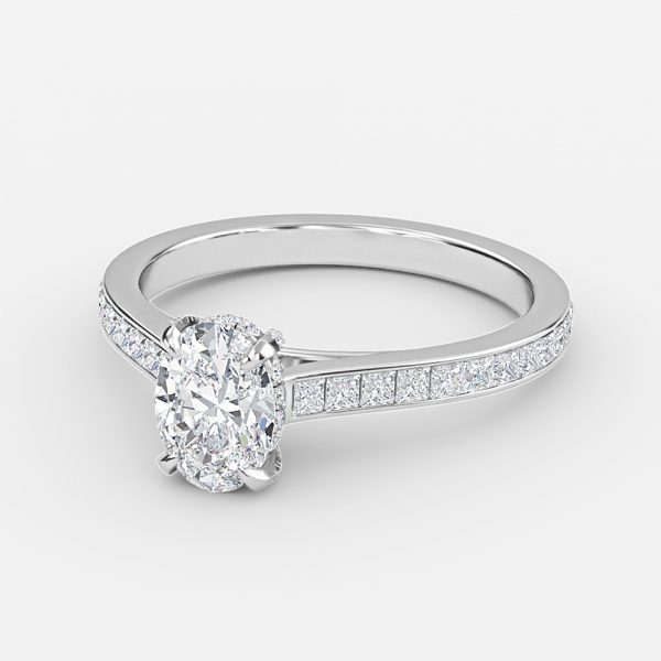 Oval Hidden Halo Engagement Ring