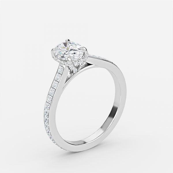 Oval Hidden Halo Engagement Ring