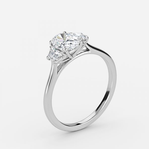 Oval Three Stone Engagement Ring