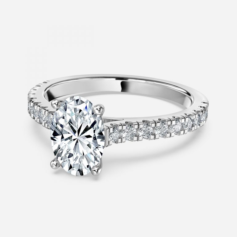 Oval Diamond Band Engagement Ring