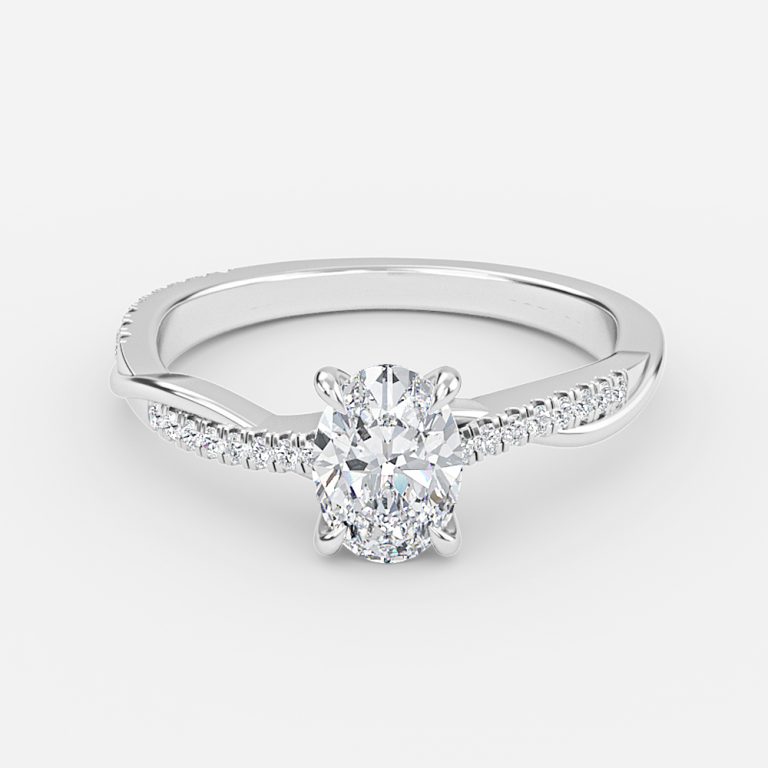 Oval Diamond Band Engagement Ring