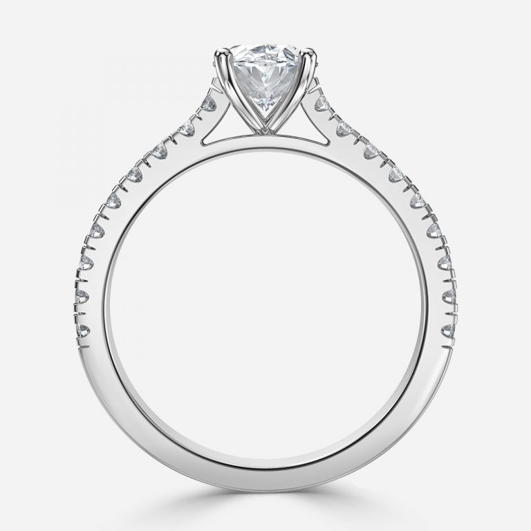 Oval Diamond Band Engagement Ring