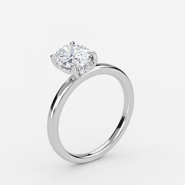 Oval Hidden Halo Engagement Ring