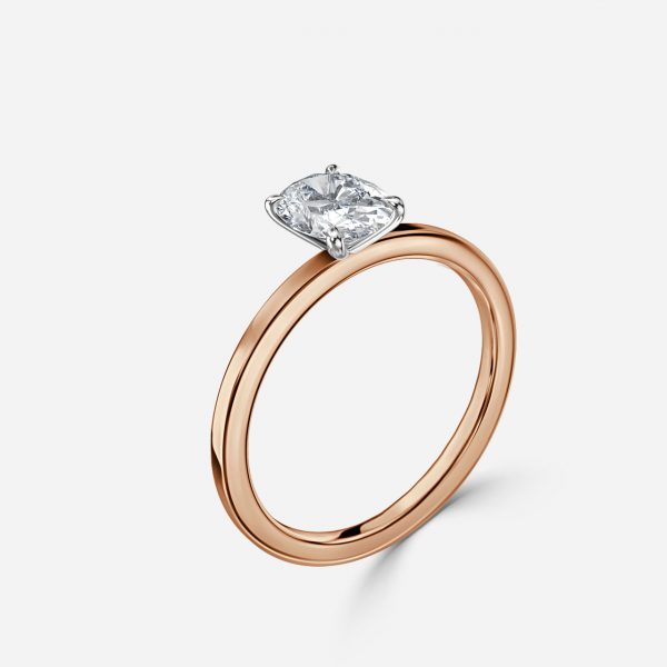 Oval Two Tone Solitaire Engagement Ring
