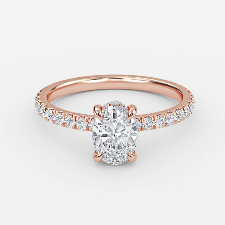 Oval Hidden Halo Engagement Ring