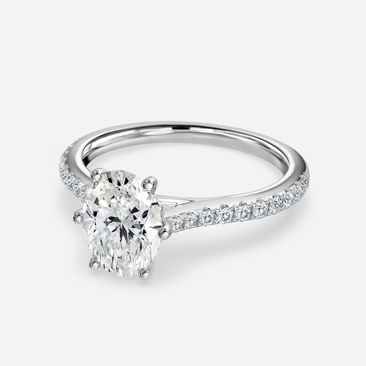 Oval Diamond Band Engagement Ring