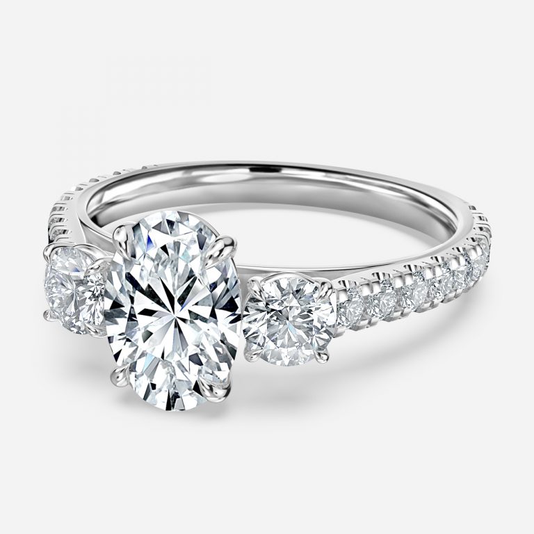 Oval Three Stone Engagement Ring