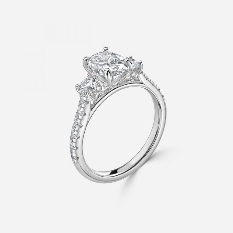 Oval Three Stone Engagement Ring