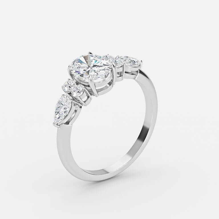 Oval Three Stone Engagement Ring