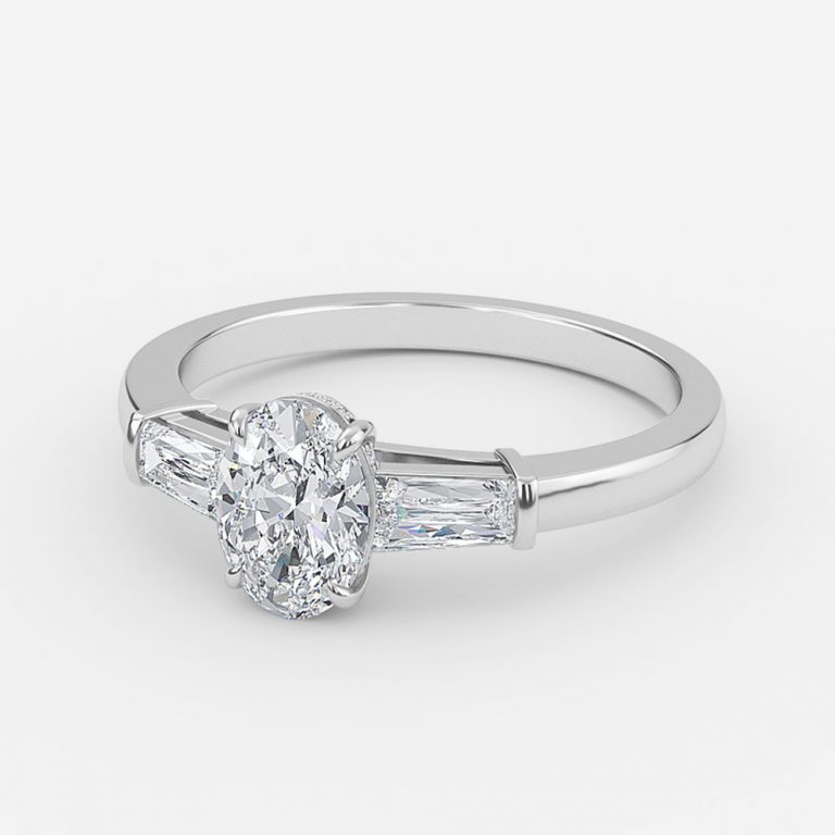 Oval Three Stone Engagement Ring