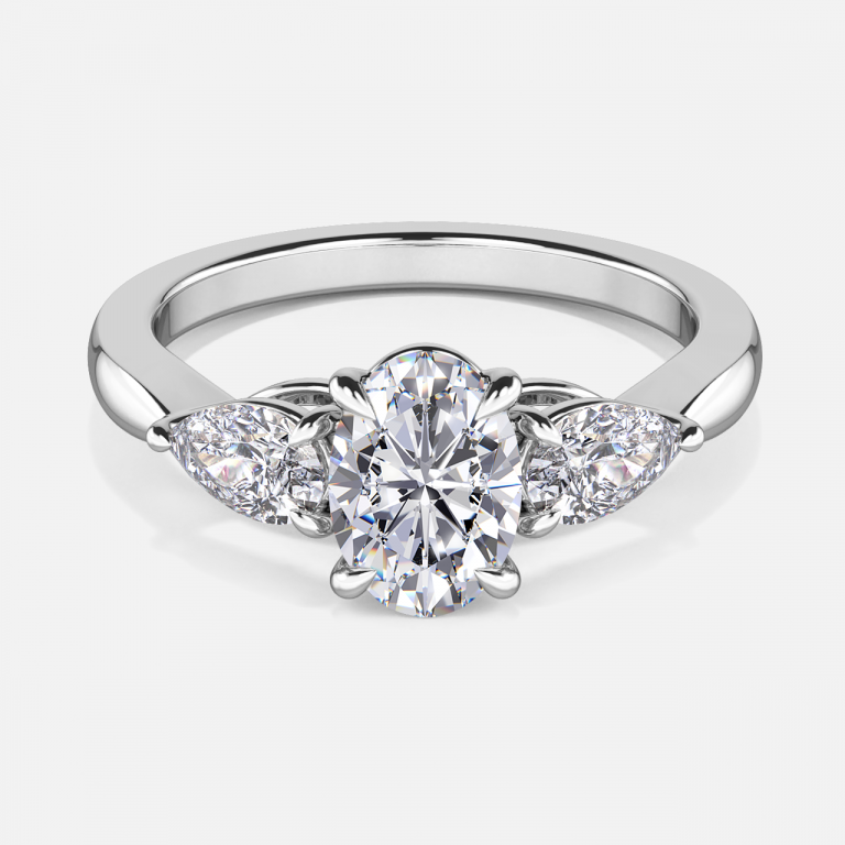 Oval Three Stone Engagement Ring