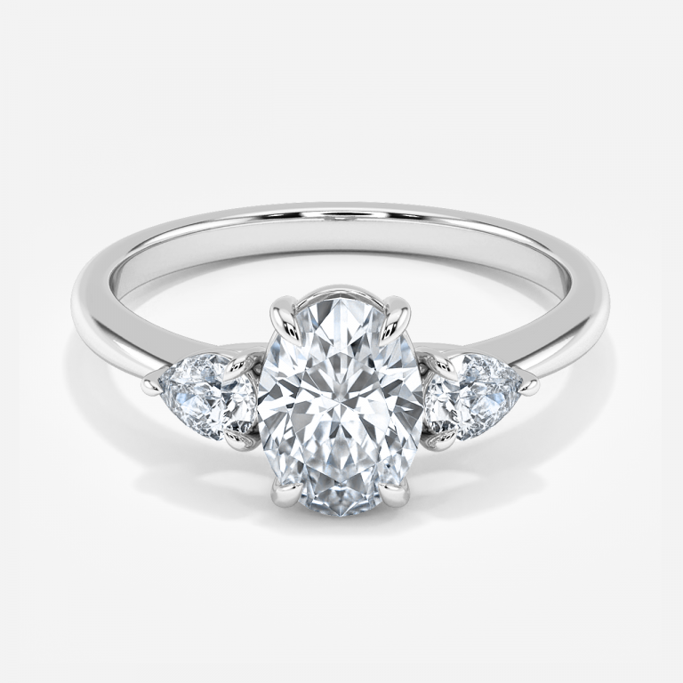 Oval Three Stone Engagement Ring