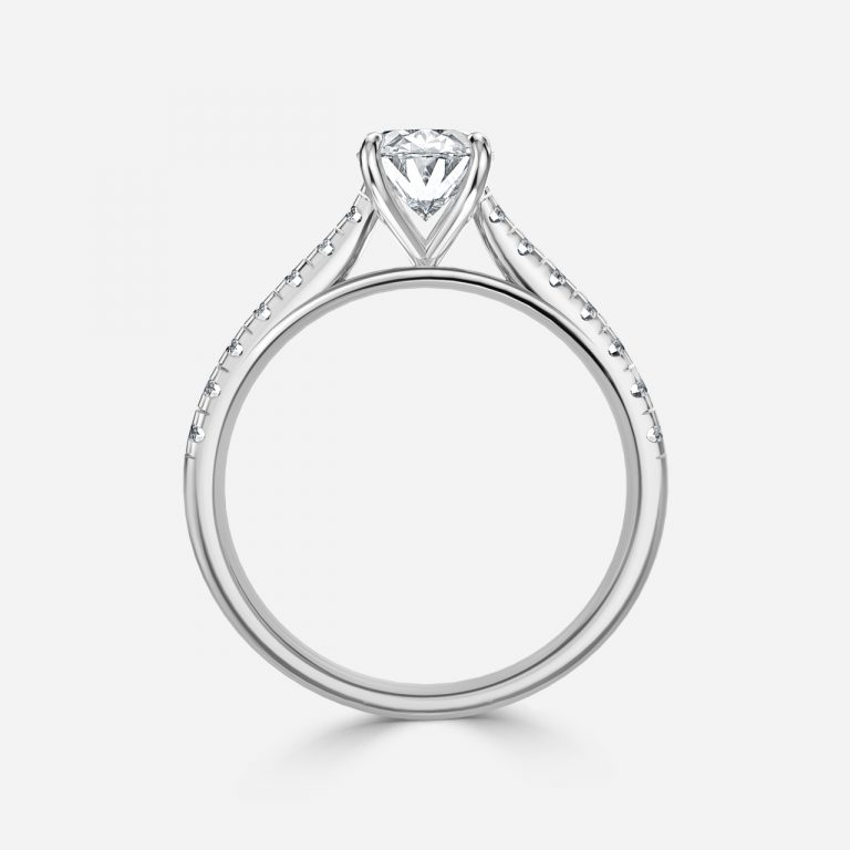 Oval Diamond Band Engagement Ring