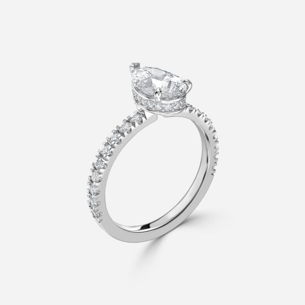Pear Hidden Halo Engagement Ring