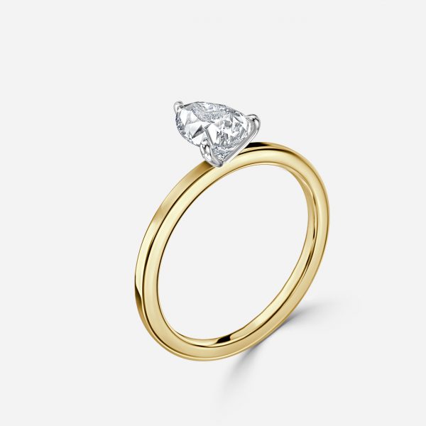 Pear Two Tone Solitaire Engagement Ring