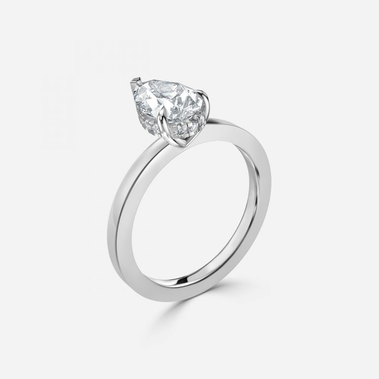 Pear Hidden Halo Engagement Ring