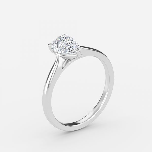 Plain Pear Solitaire Engagement Ring