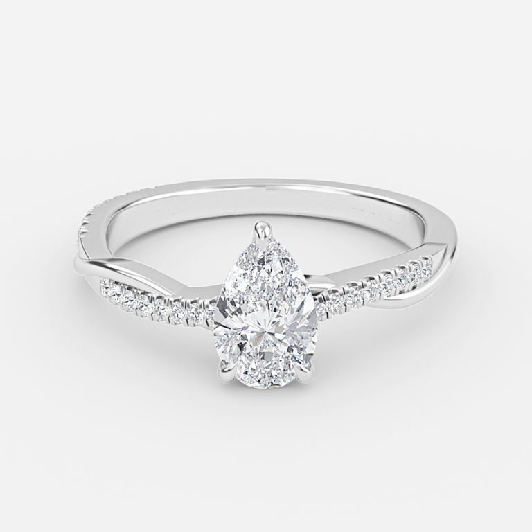 Pear Diamond Band Engagement Ring
