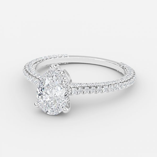 Pear Hidden Halo Engagement Ring