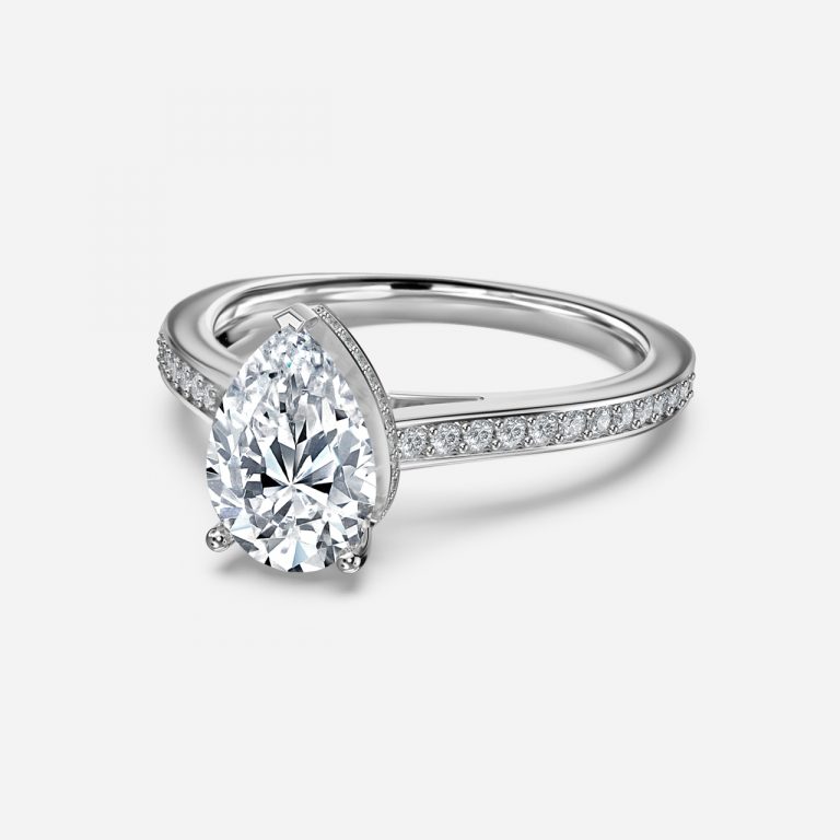 Pear Hidden Halo Engagement Ring