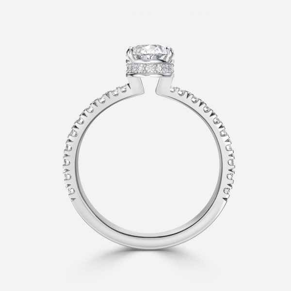 Pear Hidden Halo Engagement Ring